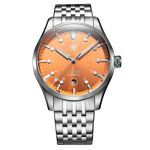Second Hour Fusion Mk1 Watch with Orange Dial #SEC-HOU-18 kol saati