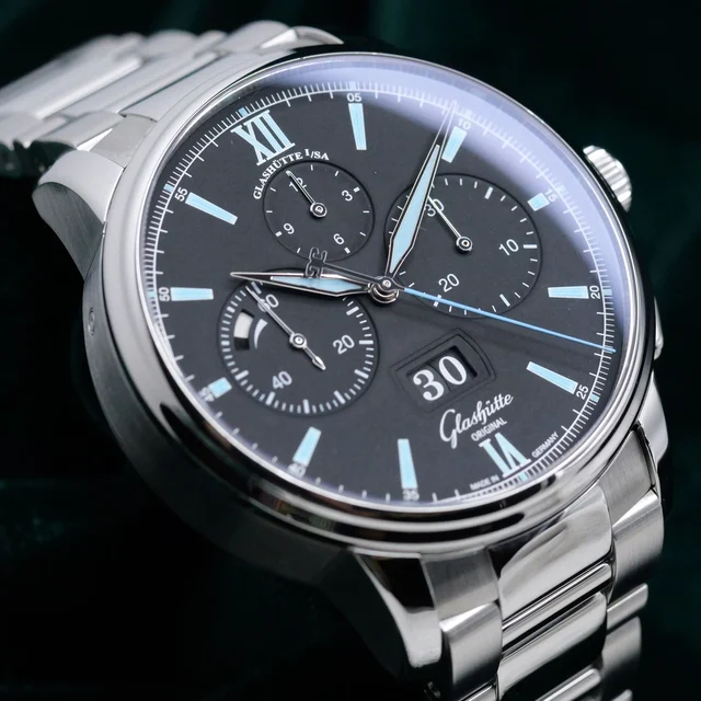 Glashutte Original Glashütte Original Senator Chronograph Panorama Date Black D kol saati