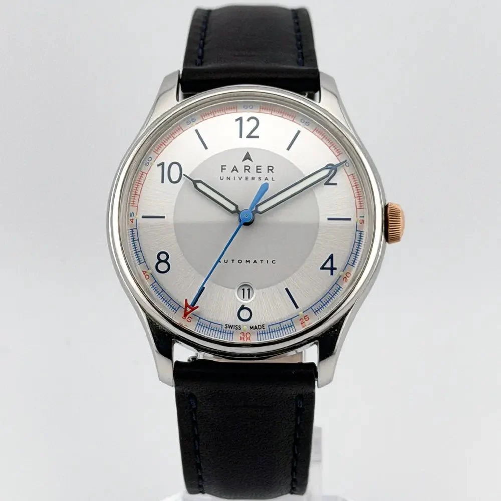Farer Universal Automatic 39.5mm Silver Dial + 2 Extra St Universal Automatic 39.5mm Silver Dial Full Set + 2 Extra St 40 mm kol saati