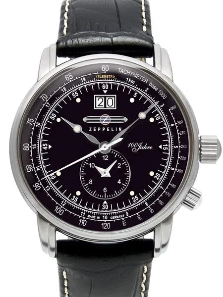Graf Zeppelin German Made, Big Date, Dual Time Watch with Two Crowns. #7640-2 42 mm kol saati