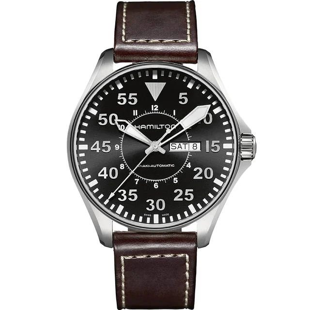 Hamilton Khaki Aviation Pilot Day Date Auto H64715535 kol saati