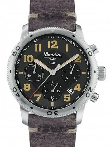Mondia Series Quartz Chronograph Watch with Stopwatch #MI753SS-05BK-CP kol saati