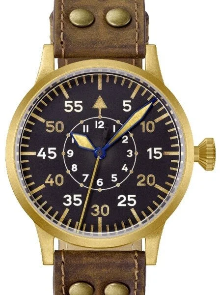 Laco Friedrichshafen Type B Dial Swiss Automatic Pilot Watch with Bronze Case #862086 45 mm kol saati