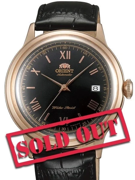 Orient Rose Goldtone Bambino Automatic Dress Watch with Black Dial, Roman Numerals #ER2400