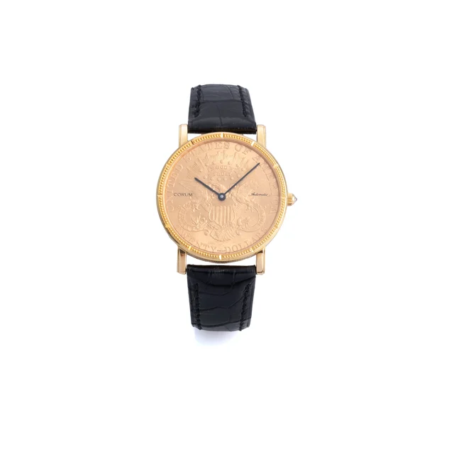 Corum Ref. 82.325.56, self-winding “coin” watch; “Twenty Dollars”; 18K yellow gold kol saa