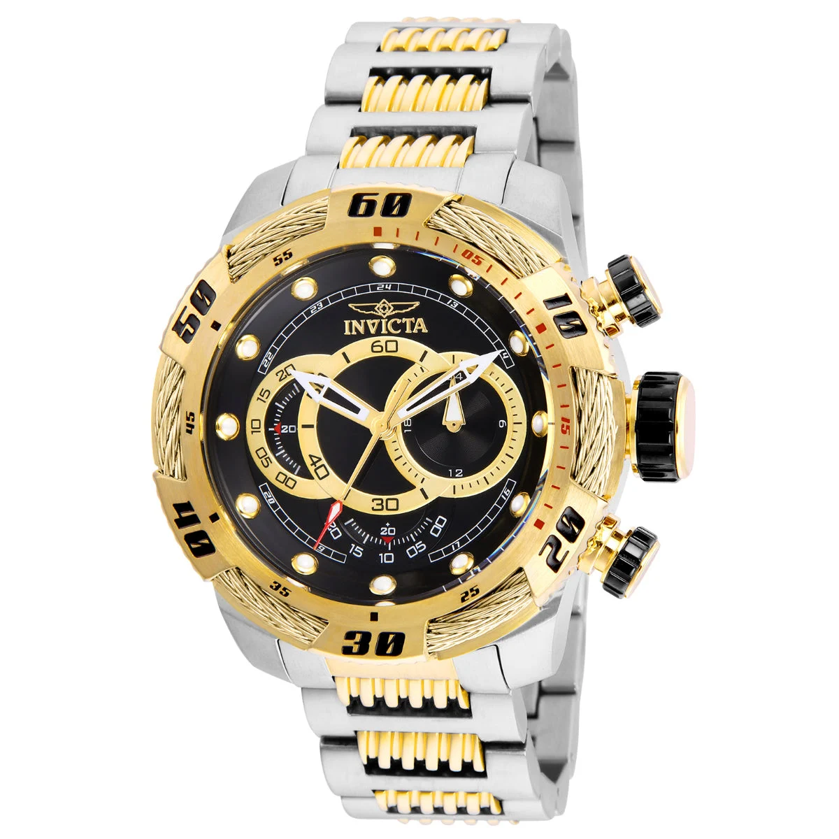 Invicta Speedway Finish Line Watch - 50mm. Steel, Gold (25481) 50 mm kol saati