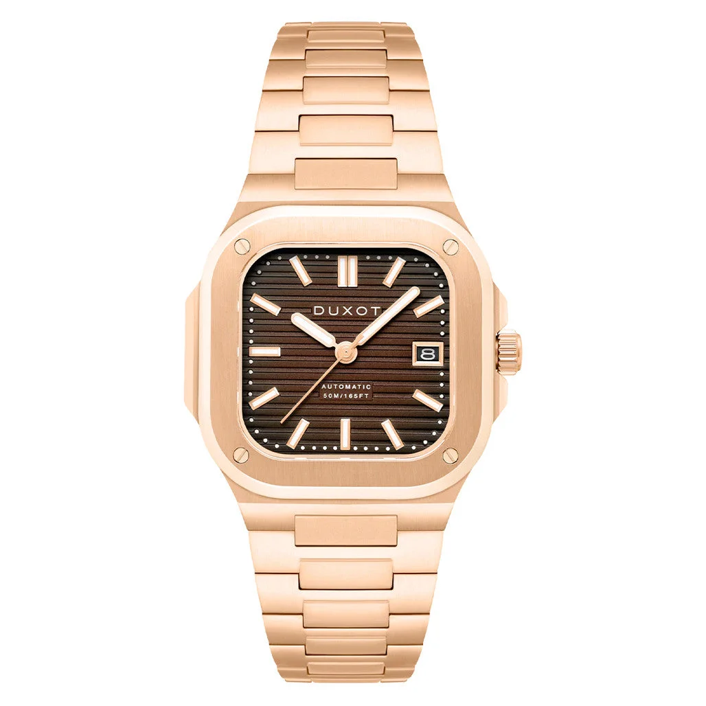 Duxot Quadrata Automatic in Walnut Brown #DX-2073-55 42 mm kol saati