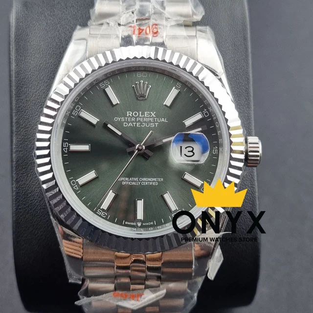 Rolex Date just Green Dial 41mm, Automatic Japanese Movement kol saati