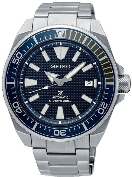 Seiko Scratch and Dent - Samurai Prospex Automatic Dive Watch with Blue Dial and Bracelet #SRPB49J1 SND459 kol saati