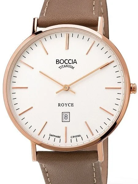 Boccia Thin Quartz Watch with 42mm Rose Goldtone Titanium Case and a Sapphire Crystal #358