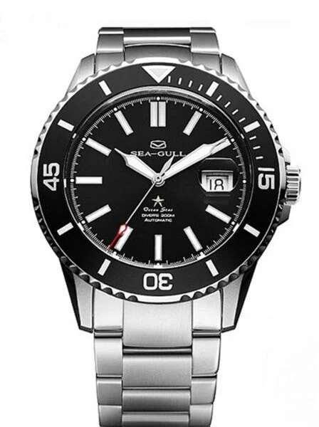 Sea-Gull Scratch and Dent - 44mm Ocean Star Automatic Dive Watch with Sapphire Crystal #816.523blk SND711 44 mm kol saati