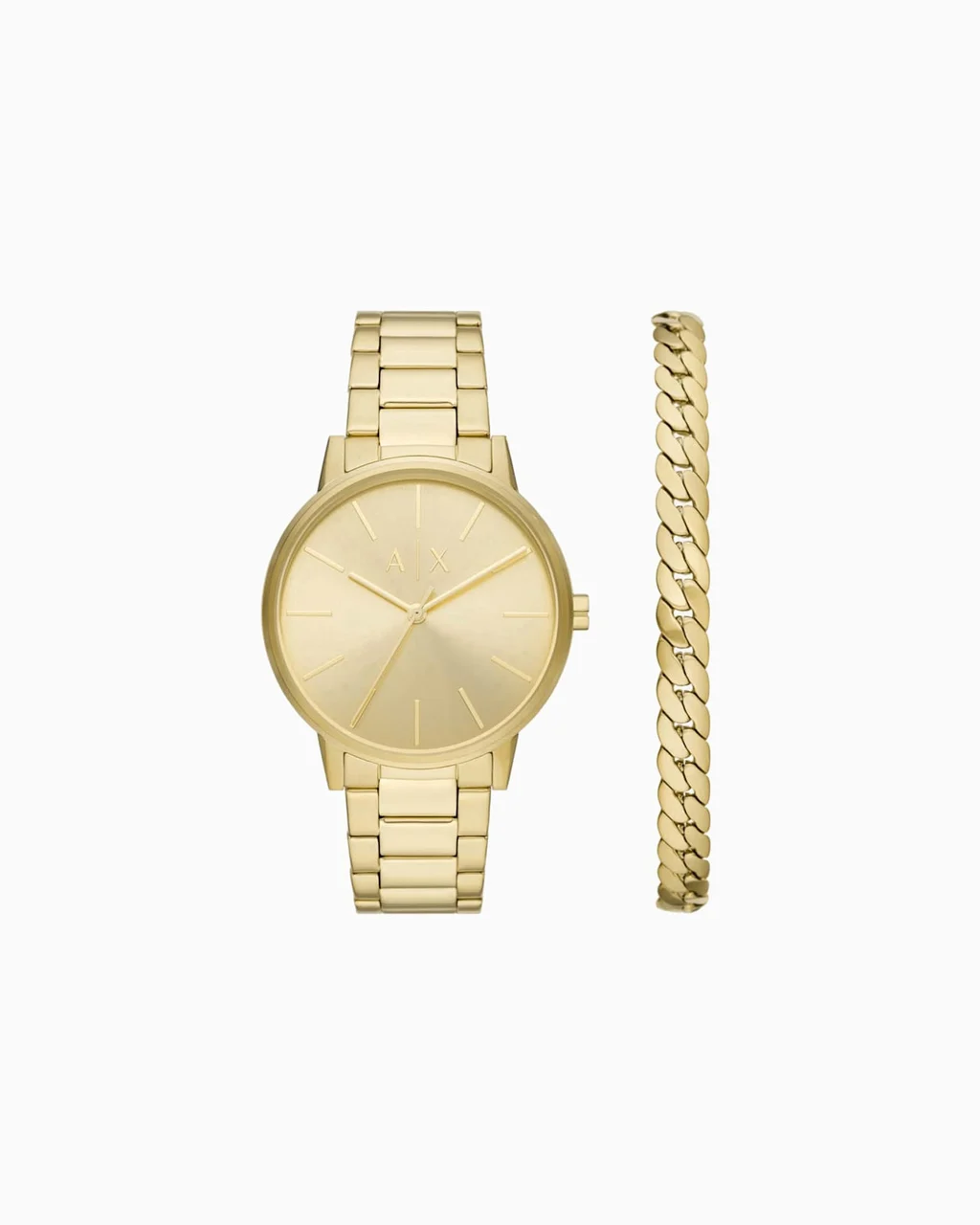 Armani Exchange Three-hand watch and stainless steel bracelet set AX7144SET kol saati