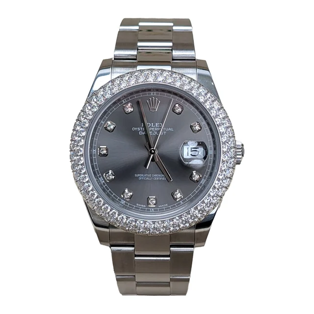 Rolex Rhodium Diamond 41mm Dial Aftermarket Diamond B Rolex 126300 Rhodium Diamond 41mm Di