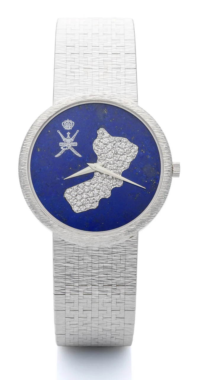 Piaget PIAGET, REF. 12342, KHANJAR SWORD, MADE FOR OMAN A very fine and extremely rare, manual wind, 18k white gold with lapis dial and diamond set Oman. kol saati