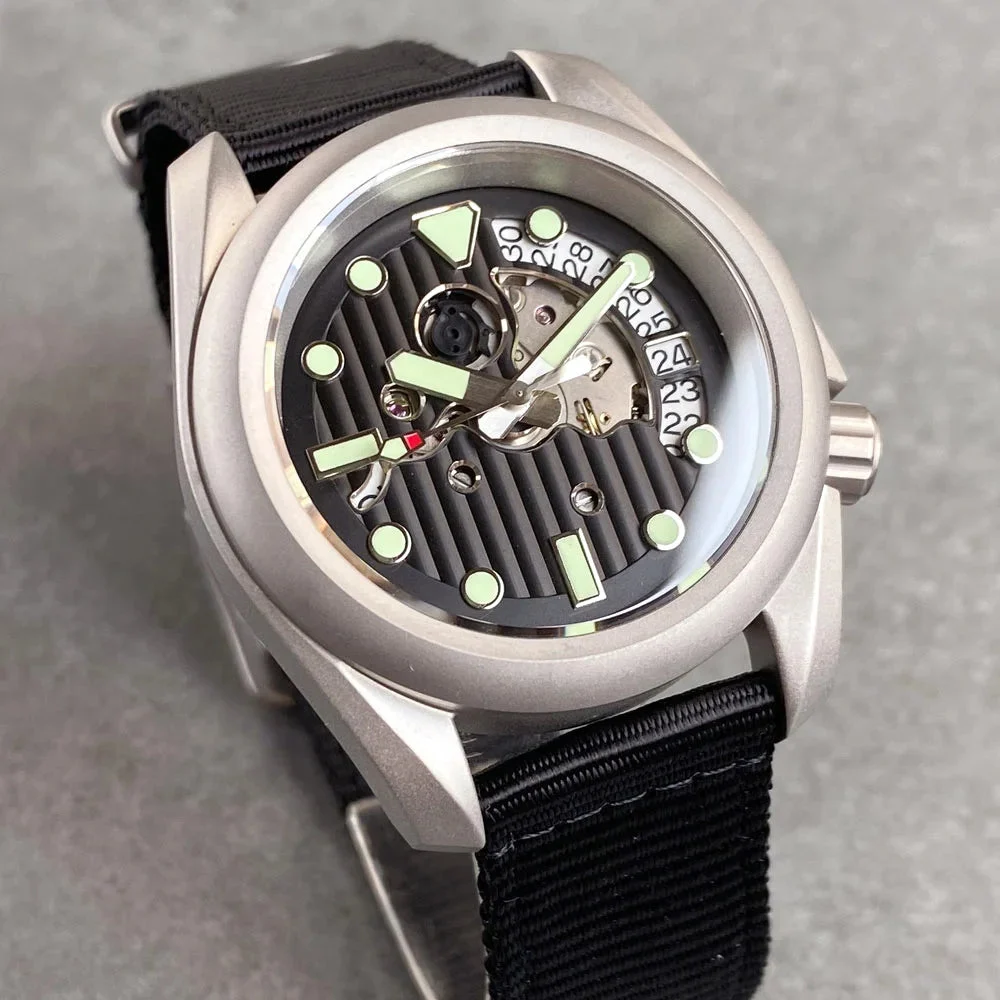 Tandorio Watches Raw Skx Mod Pilot Tandorio TD115k 40mm Hollow Skeleton 3.8 Sandblast NH35A Military Sapphire 20ATM Luminous 12000053383308051 40 mm kol saati