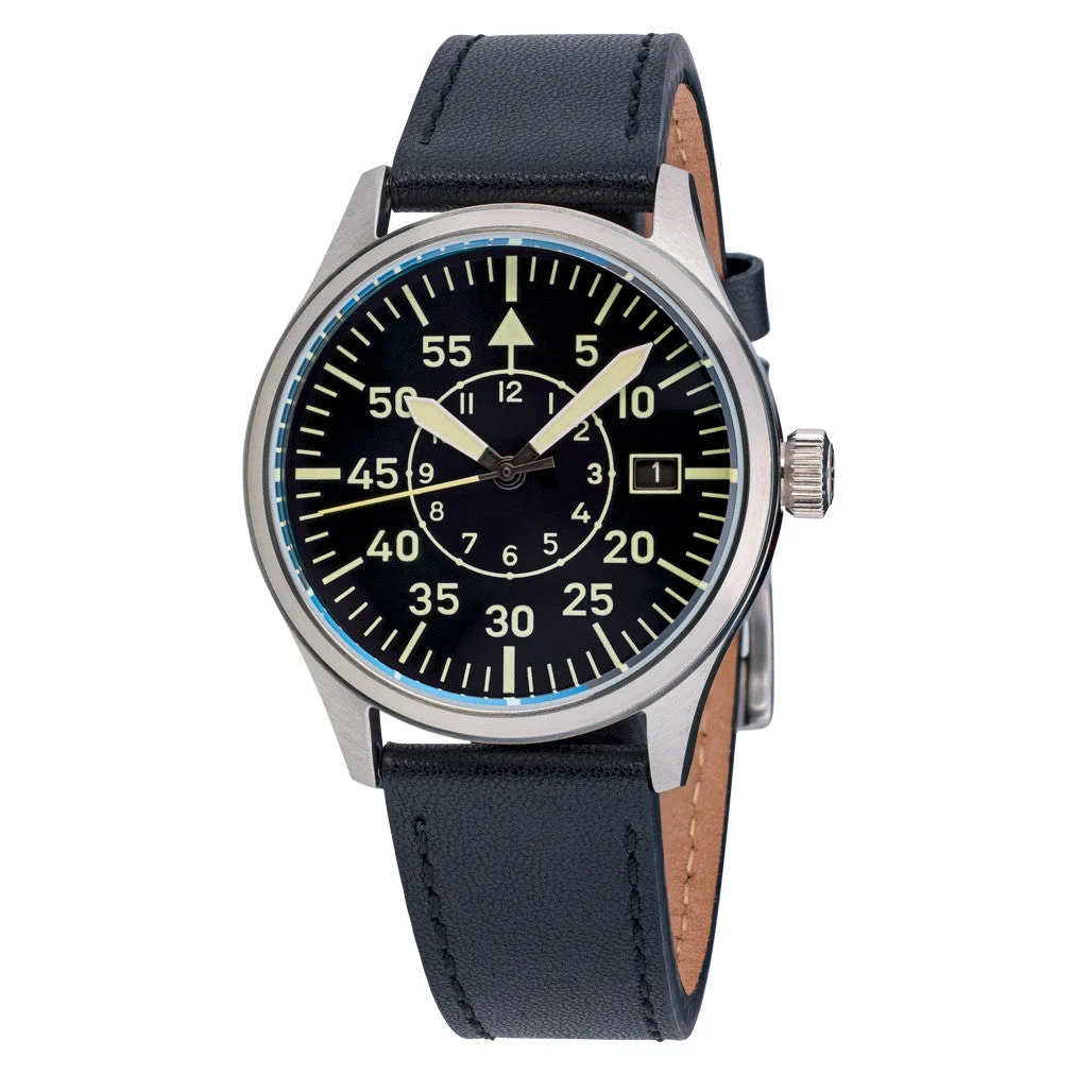 Islander Automatic Pilot watch with Black Dial and Sapphire Crystal #ISL-108 39 mm kol saati