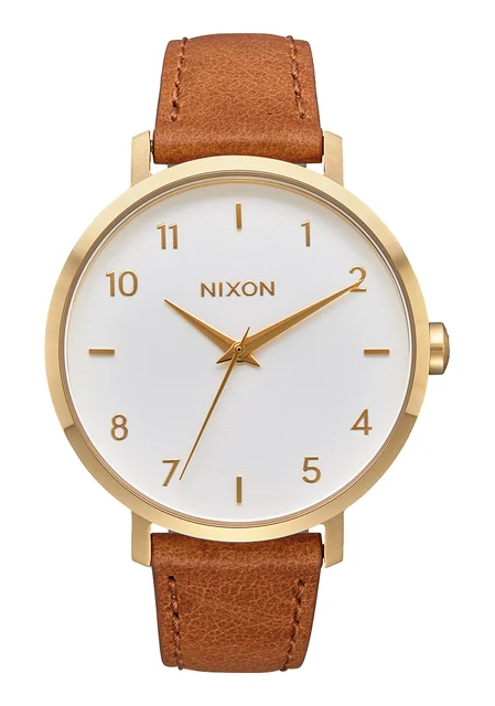 Nixon US Arrow Leather - Gold / White / Saddle A1091-2621-00 kol saati