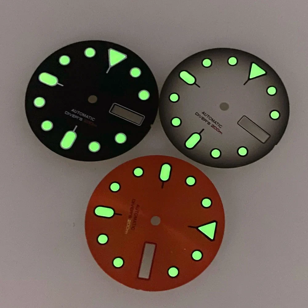 Tandorio dial for NH36 calendar week green luminous 3/3.8 position SKX007 5457677731394 29 mm kol saati