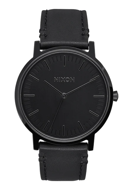 Nixon US Porter Leather - All Black A1058-001-00 kol saati