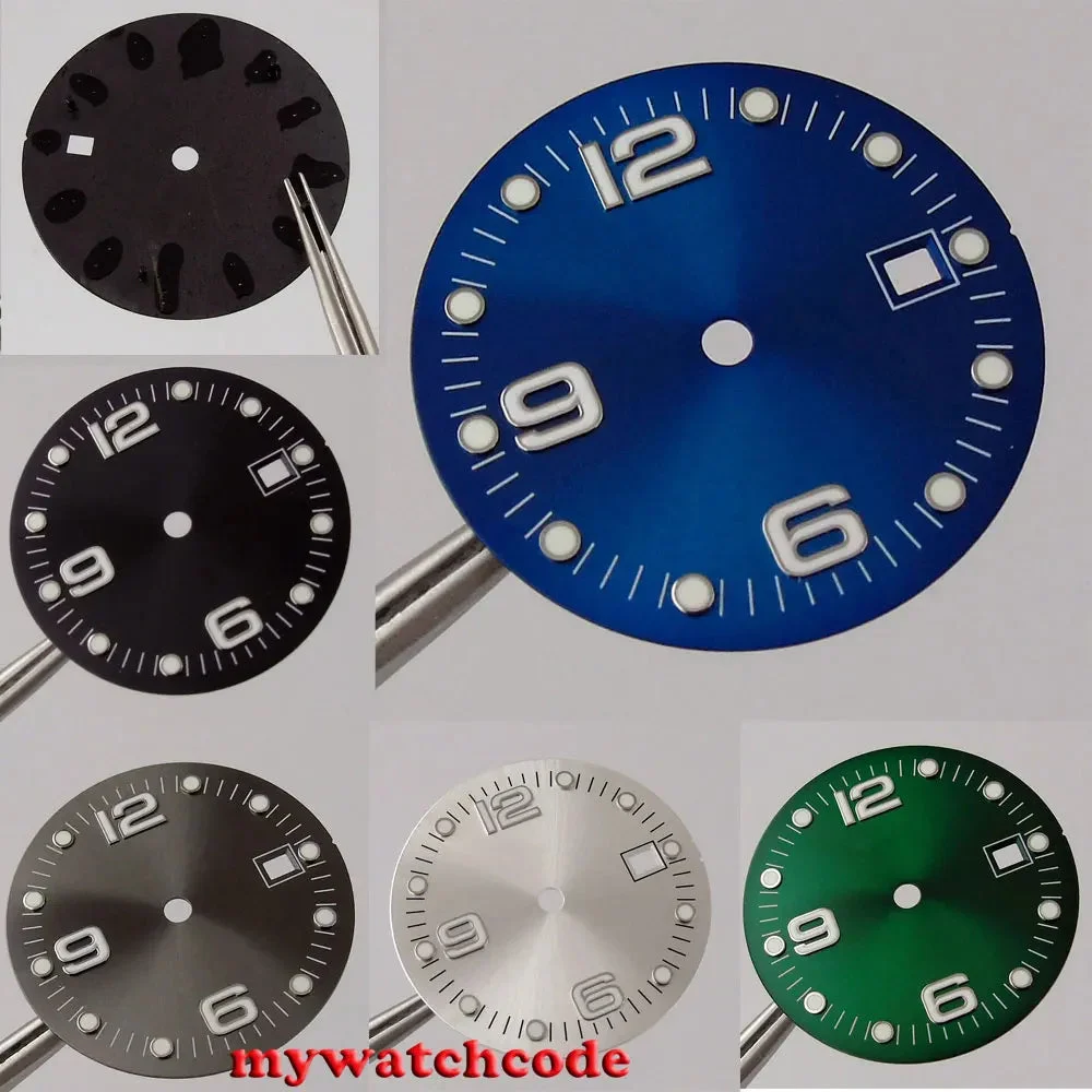 Tandorio grey/white/blue/green/black watch dial date window fit for ETA 2824 2836,Miyota 8215 automatic movement men watch 14:175#Silver logo 31.5 mm kol saati