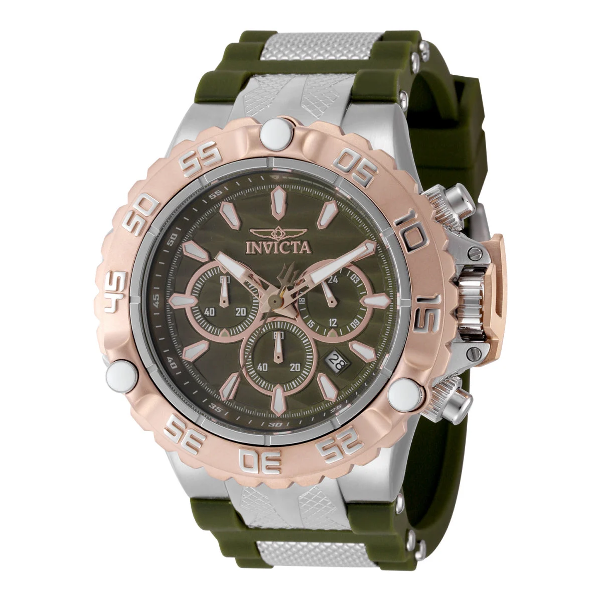 Invicta Subaqua Poseidon Watch - 55.4mm, Olive Green, Steel (48555) kol saati