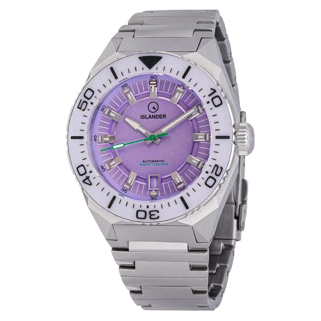 Islander Kings Point Dive Watch with Lavender Dial #ISL-272 50 mm kol saati