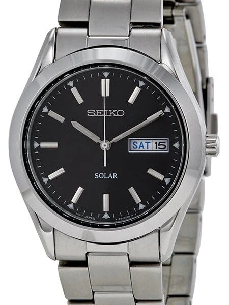 Seiko Black Dial, Solar Watch with 36mm Stainless Steel Case and Bracelet #SNE039 36 mm kol saati