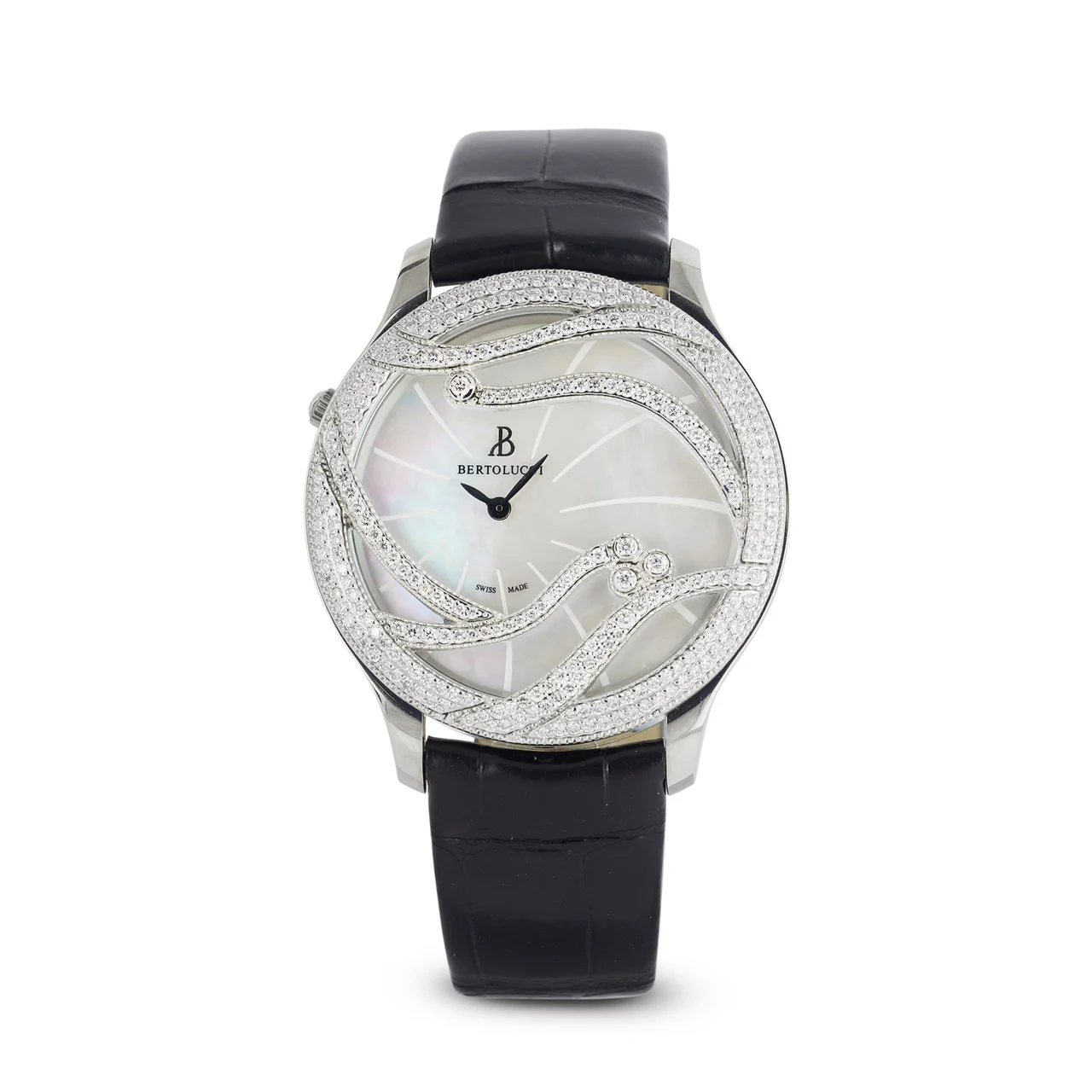 Bertolucci BERTOLUCCI, REF. 11513.50.45.B88.6C1.501, STRIA III, DIAMOND AND MOP, NOS, STAINLESS STEEL & STERLING 925 SILVER (BEZEL) kol saati