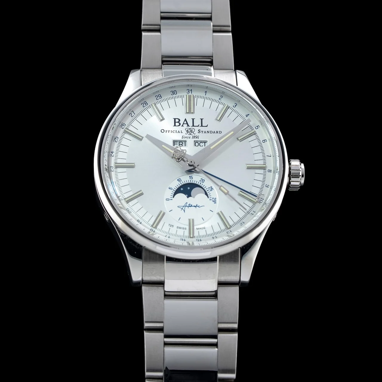 Ball Engineer II Moon Calendar Silver Dial NM3016C-S1J-SL 210009N38928 kol saati