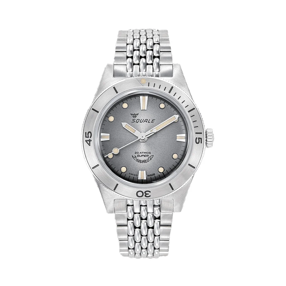 Squale Super- 38mm - Sunray Grey on Bracelet SUPERSSG.AC 38 mm kol saati