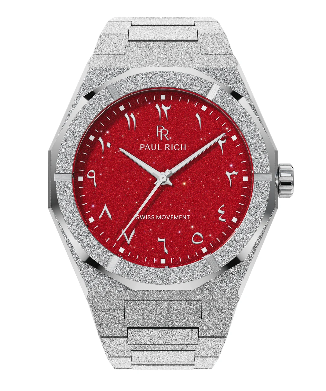 Paul Rich Frosted Star Dust II PR99II Arabic Silver Red 43 mm kol saati
