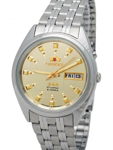 Orient Automatic Watch with Champange Dial, Day-Date and SS Bracelet #EM0401NC kol saati