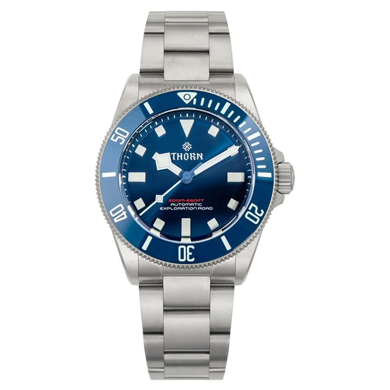 Heimdallr Thorn Titanium PT5000 Automatic 39mm Dive Watch 西流-钛39- 黑色(白字) 945 39 mm kol saati