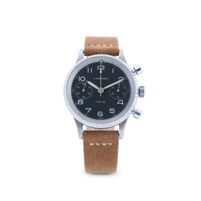 J.Auricoste J.AURICOSTE, REF. 5.099-54, TYPE 20, FLYBACK CHRONOGRAPH, STAINLESS STEEL kol 
