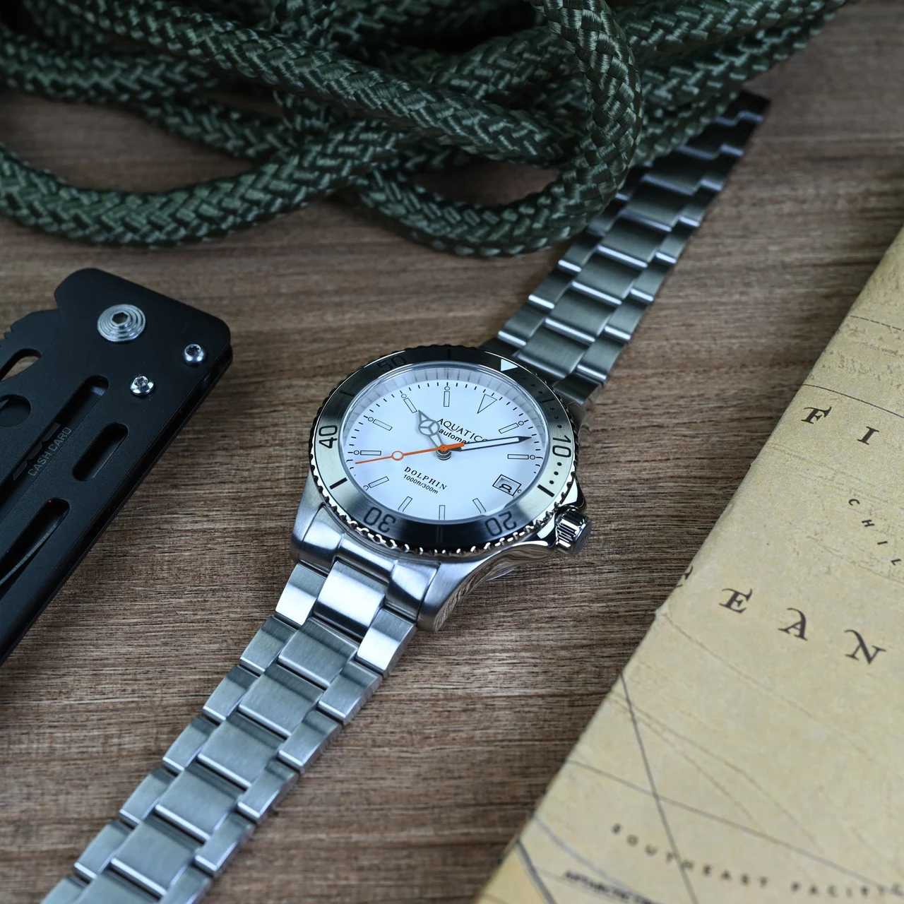 AQUATICO Dolphin 38mm Dive Watch White Dial (NH35) 38 mm kol saati