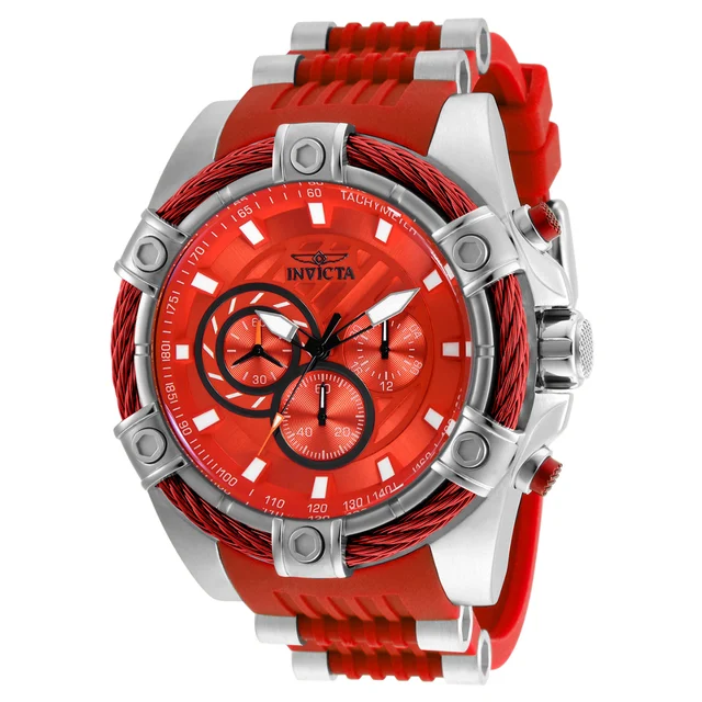 Invicta Bolt Girdex Watch - 52mm. Steel, Red (25525) kol saati