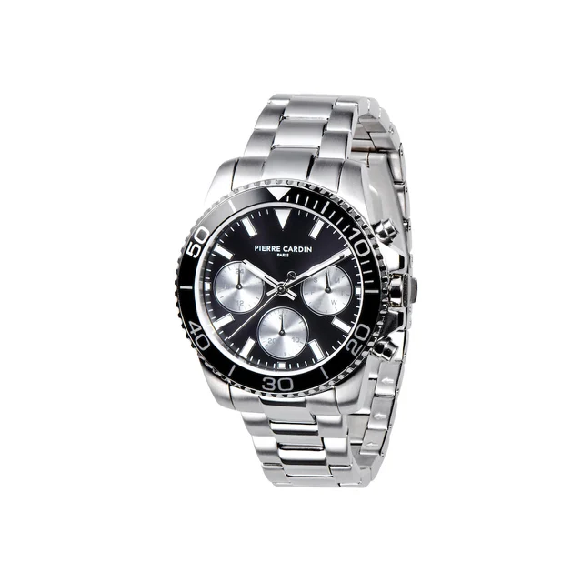 NATION Posh Multifunction watch with Black and Silver Dial and Metal Link Strap CNI.0004 k