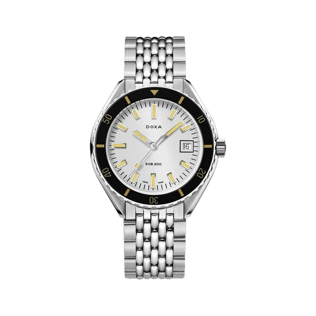 Doxa SUB 200 Searambler Sapphire Inlay Bezel 42mm - Silver on Bracelet 799.10.021.10 kol s