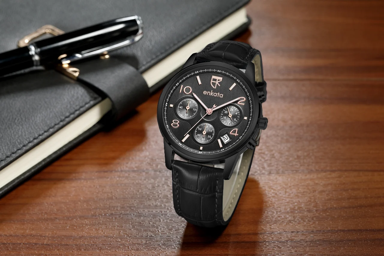 Enkatawatches Aurora III Black L 38 mm kol saati