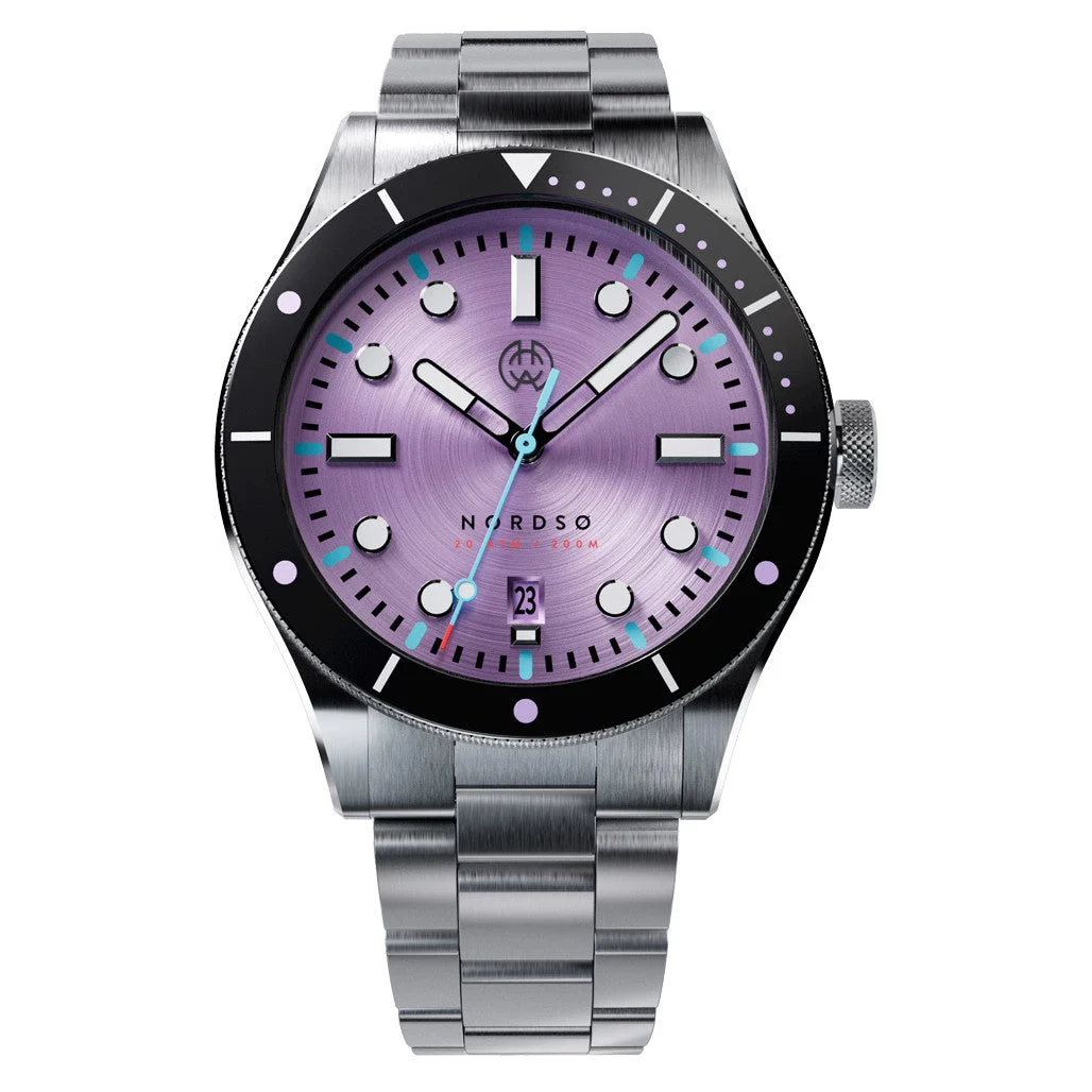 Henry Archer Nordso Automatic Dive Watch with Iris Purple Dial #HAC-NOR-IRI-3LI 47 mm kol saati