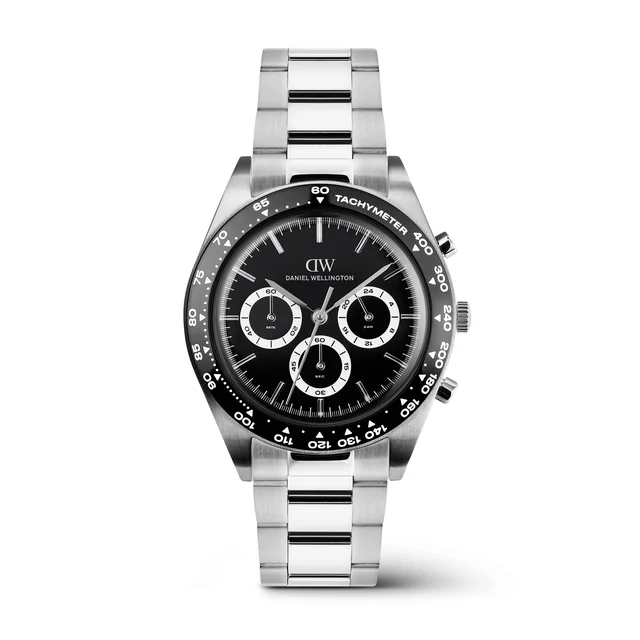 DANIEL WELLINGTON Iconic Tachymeter 3-Link Black Silver DW00100947 kol saati