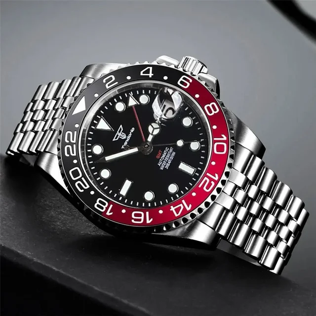 Wristfull Tandorio 40mm NH34 GMT Automatic Watch sterile Sapphire Crystal 20ATM TD014 Peps