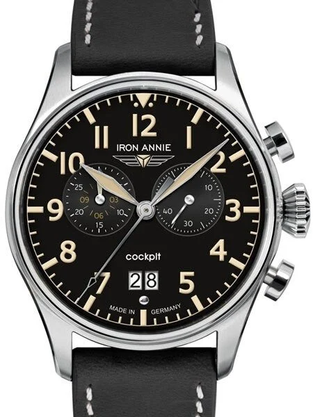 Iron Annie Quartz Chronograph Watch with Stopwatch and 12-Hour Totalizer #5186-2 kol saati