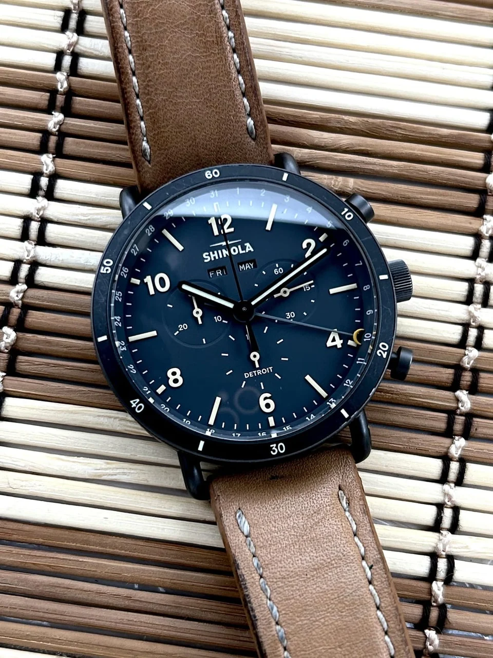 Shinola Canfield Sport Chronograph Complete Calendar, de cua 45 mm kol saati