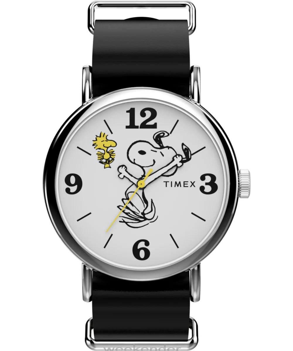 Timex Peanuts® x Weekender Snoopy 40mm Leather Strap Watch TW2Y60900 40 mm kol saati