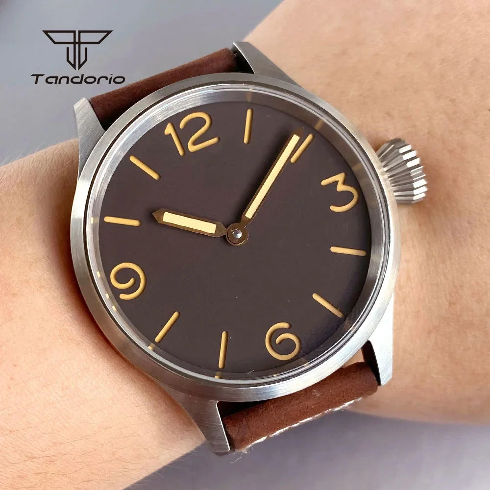 Tandorio Watches Pilot Watch Tandorio TD144S ST3600 Hand-winding Sapphire 3ATM Sterile Sandwich Dial Glass Back 1005009487806662-Default Title 43 mm kol saati