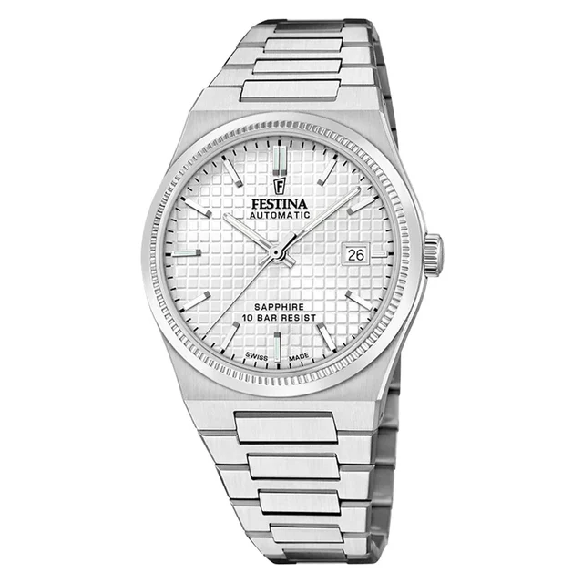 Festina Swiss Made Automatic With Silver Dial #F20028-1 kol saati