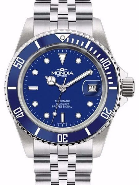 Mondia Swiss Automatic Dive Watch with Blue Dial #MS-216-SSBL-BL-GCM kol saati