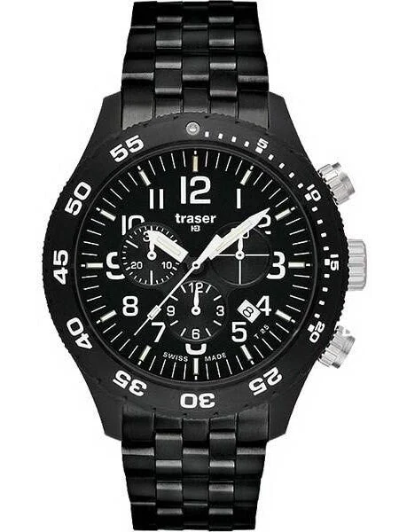 Traser Officer Pro Chronograph with Tritium Illumination and 12-Hour Totalizer #103349 46 mm kol saati