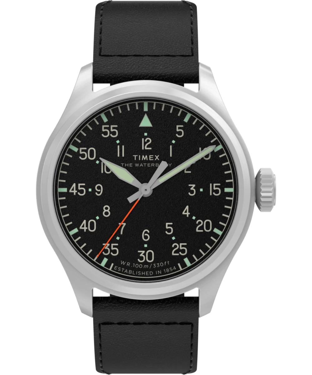 Timex Waterbury Ace 41mm Leather Strap Watch TW2Y70400 41 mm kol saati